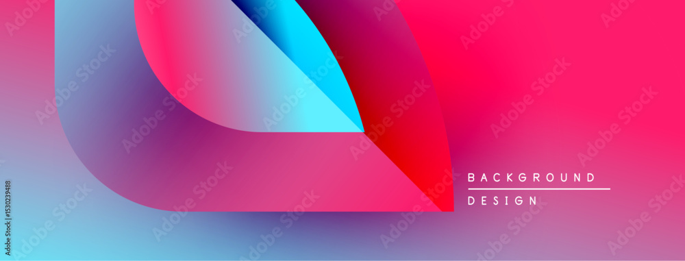 Aufkleber Abstract vibrant background. Overlapping shapes create dynamic color gradients, blending pinks, blues, purples. Modern design element.