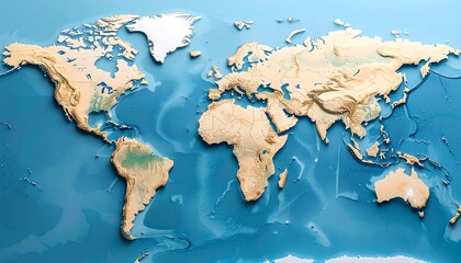 Clean Design Sea Route Map, Continents