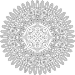 Outline Mandala Flower Coloring Page For Adult