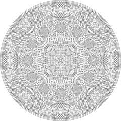 Line Art Mandala Coloring Art For Adult Vector
