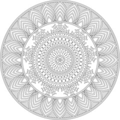 Full Mandala Art Adult Coloring Page Line Art Vector