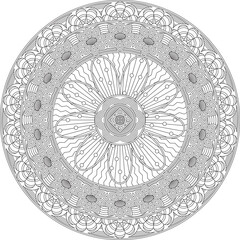 Floral Mandala Adult Coloring Page Line Art