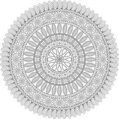 Line Art Mandala Adult Coloring Page Vector