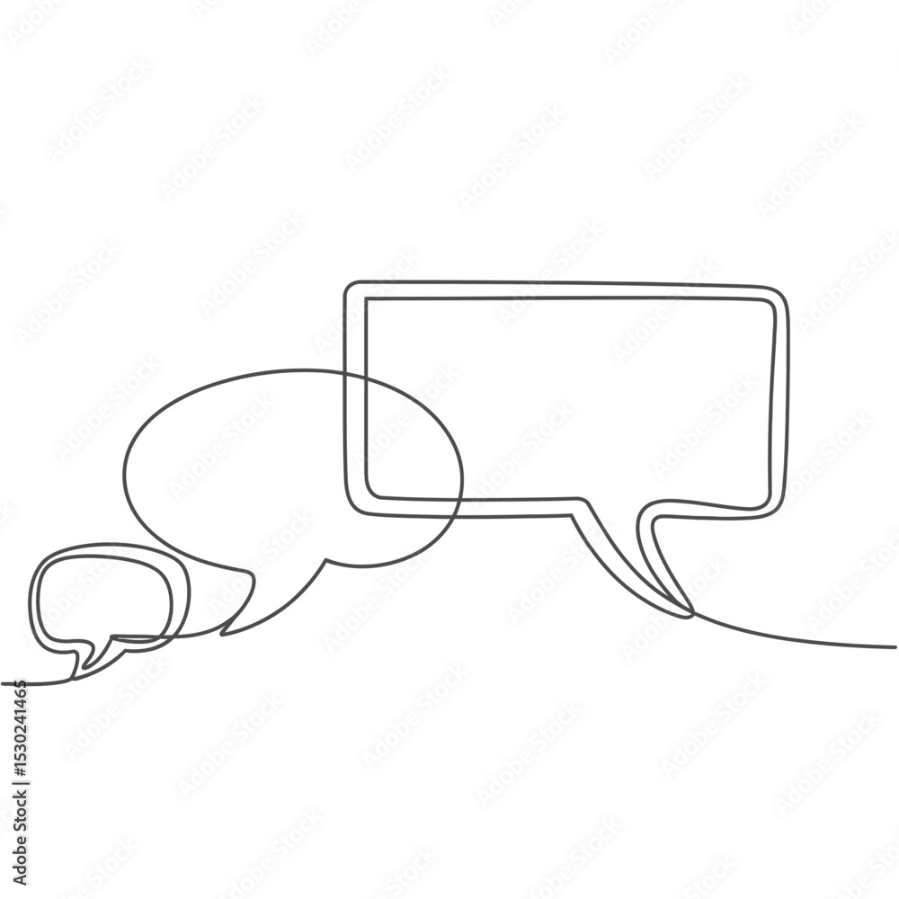 Aufkleber continuous line drawing of speech bubbles in varying sizes