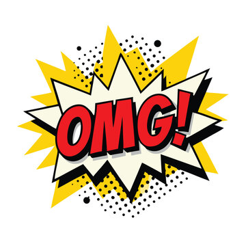 Retro comic book style omg speech bubble vector illustration on white background