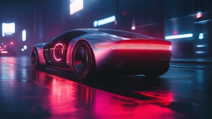 Naklejka premium A fully automated self-driving car navigating through WiFi GPS signals 