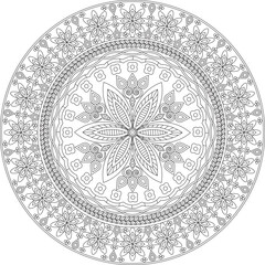Obraz premium Mandala Line Art Coloring Page For Adult Illustration