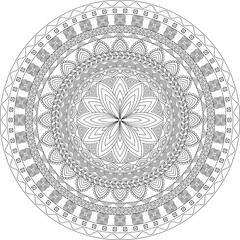 Easy Mandala Coloring Pages For Adult Line Art Vector