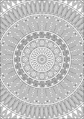 Mandala Coloring Page Zen Tangle Line Art Vector