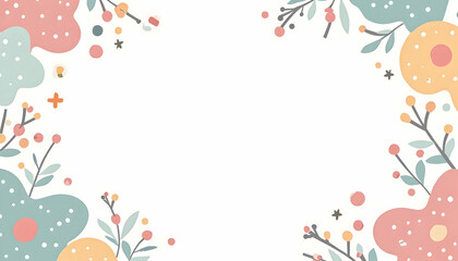 Floral Design Elements with Berries and Leaves in Pastel Colors