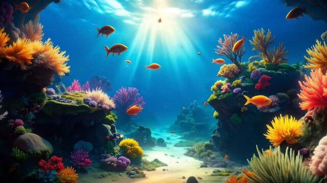 Vibrant underwater coral reef scene (2)