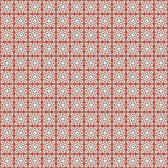 Nyonya Tiles Red Color Geometric Seamless Pattern.