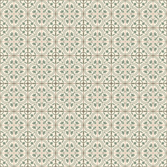 Nyonya Tiles Green Color Geometric Seamless Pattern.