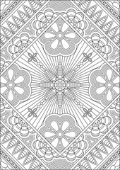Adult Coloring Page Zentangle Line Art Vector