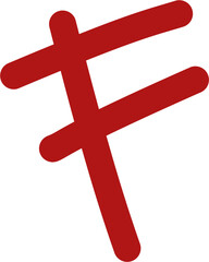 Obraz premium Abstract Crimson Symbol: Bold Geometric Brushstroke on White.