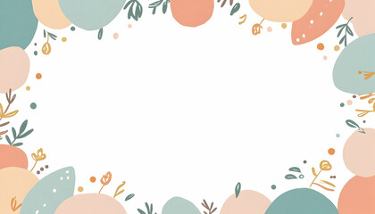 Decorative Frame with Floral and Rounded Shapes in Pastel Colors