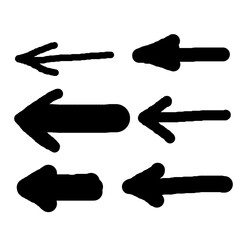 Doodle emphasis arrow vector icon. Arrow hand drawn design brush. Grunge arrow paint set.