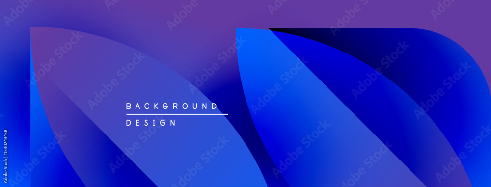 Poster Abstract blue purple gradient. Overlapping shapes create dynamic visual effect. Text reads background design. Modern, sleek presentation.
