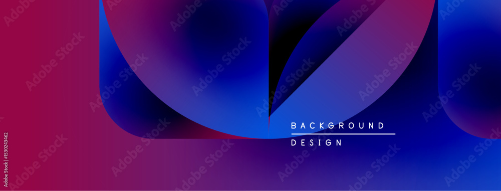 Aufkleber abstract fluid shapes blend vibrant magenta, blue hues. modern design features text background, desi