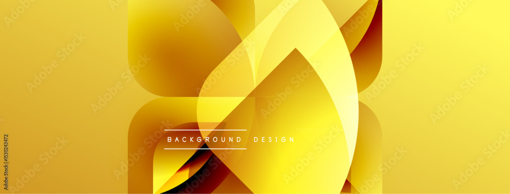 Poster Golden abstract shapes overlap, creating dynamic visual effect. Gradient hues provide depth, modern aesthetic. Text reads background design.