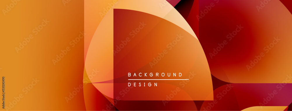 Poster Abstract geometric shapes, warm color palette. Orange, red gradients create dynamic visual effect. Modern design element.