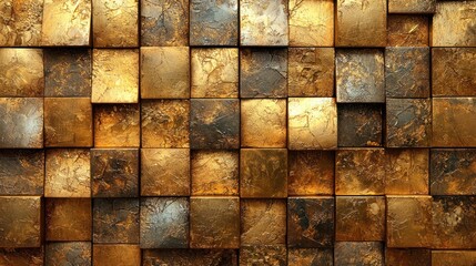 Gold squares patterned wall