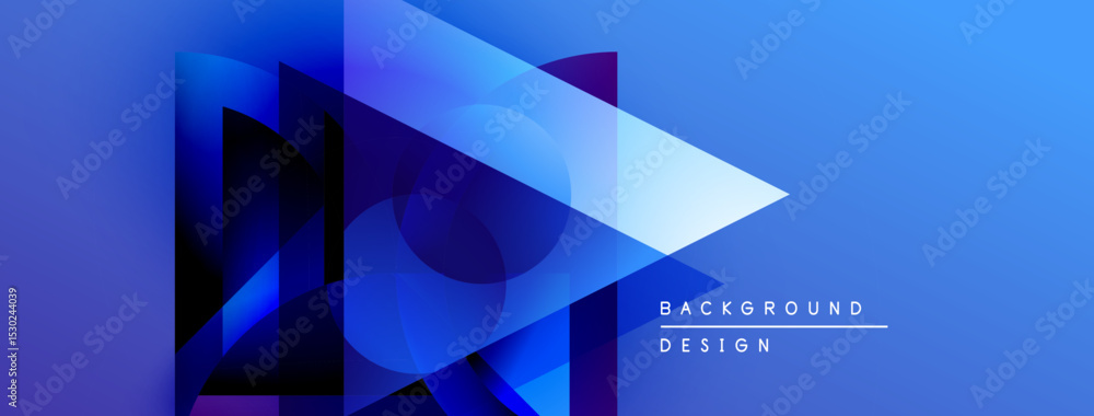 Poster Abstract blue geometric shapes create dynamic background. Overlapping layers suggest depth, modern design aesthetic. Text reads background design.