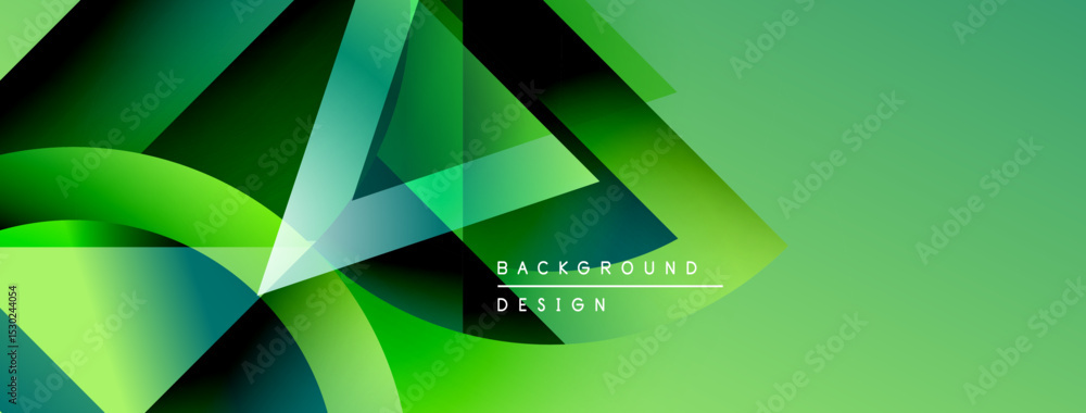 Aufkleber Abstract green background. Geometric shapes overlap, creating dynamic visual effect. Modern design suitable for various projects.