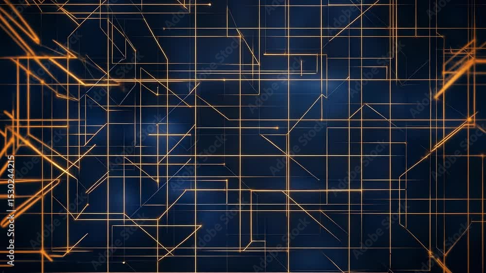 Poster animated technological network background with glowing connections and data transfer