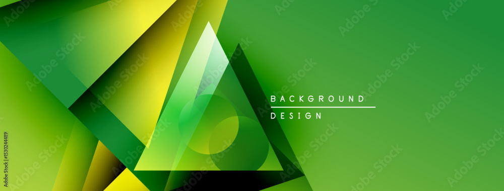 Fototapete Abstract green yellow gradient shapes overlap. Modern design elements create dynamic visual texture. Background includes text labels.