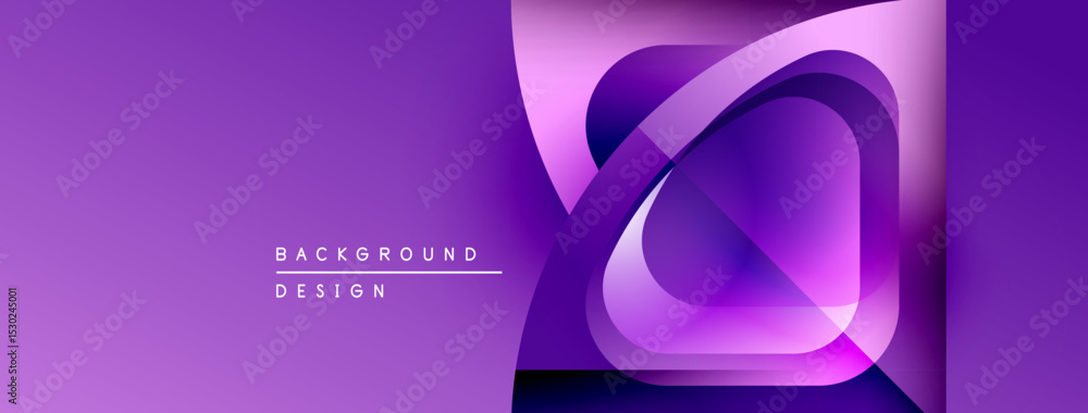 Poster Abstract purple design features layered curves, glossy effects. Modern background suitable for digital projects, presentations.