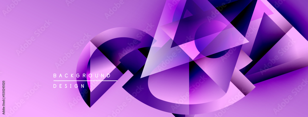 Poster abstract purple design features geometric shapes, gradients. modern background ideal for digital pro