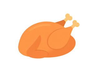 A whole roasted chicken isolated on a white background. Clip art, icon, png.