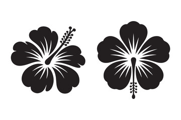 Black Hibiscus Flower Silhouette Vector – Tropical Floral Clipart Design