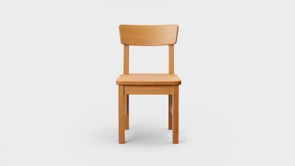 Simple Wooden Chair on White Background Minimalist Furniture Design for Dining Room or Kitchen Studio Shot