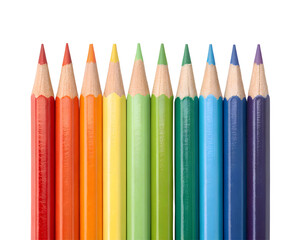 colored pencils arranged vertically on white