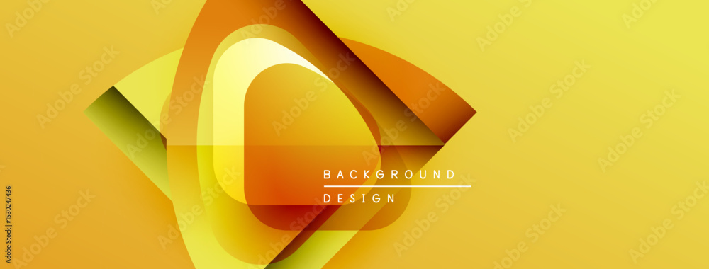 Aufkleber Abstract yellow design. Geometric shapes overlap creating dynamic visual effect. Modern background with gradient colors, text elements present.