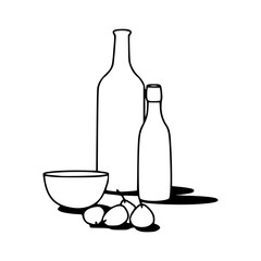 kitchen still life outline vector