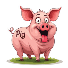 Naklejka premium Hand drawn cartoon pig vector illustration