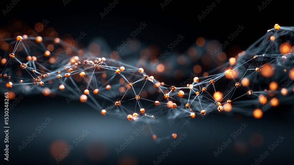 Poster abstract digital network overlay dark business background connected nodes perfect for ai cybersecuri