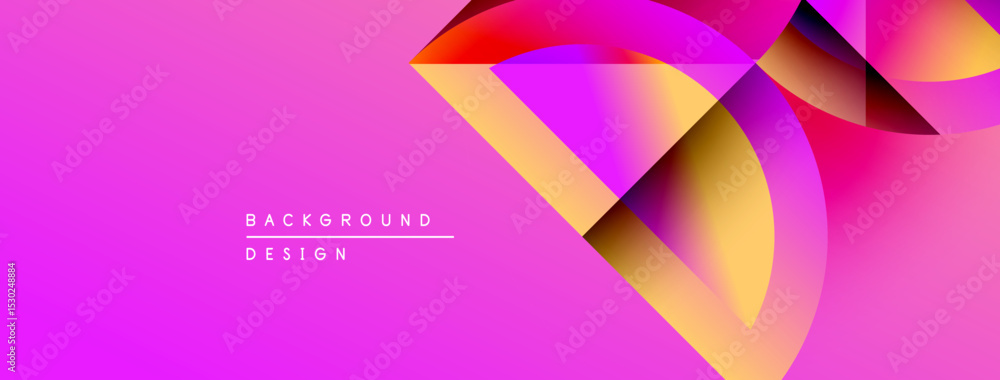 Leinwandbilder Abstract pink background features overlapping geometric shapes. Gradient colors create dynamic visual effect. Modern design element.