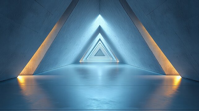 Abstract Futuristic Triangular Tunnel