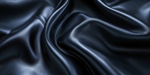 Dark blue luxurious leather draped fabric texture