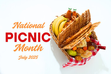 National Picnic Month - Day, design for advertising with attributes and text