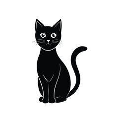 black cat on white background
