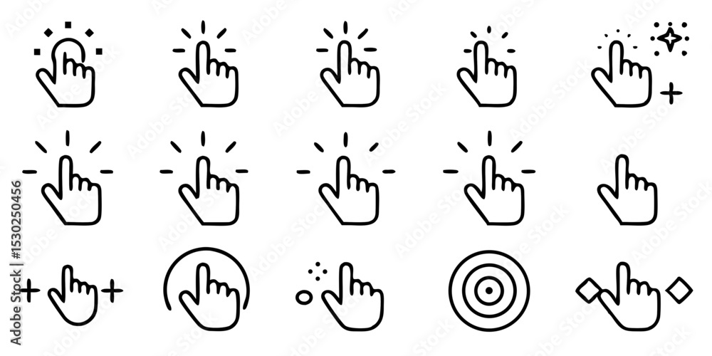 Wall mural hand cursor icons set for website and app design