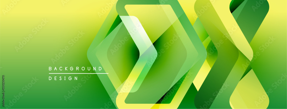 Poster abstract geometric background. gradient shades green, yellow create modern design. overlapping shape