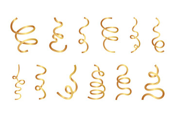 Set of golden confetti falling creating festive atmosphere, perfect for celebrations design