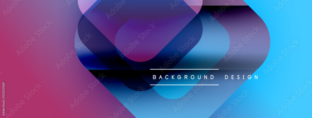 Poster Abstract fluid shapes blend, creating vibrant gradient background. Modern design elements suggest innovation, technology.
