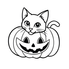 halloween pumpkin with a cat